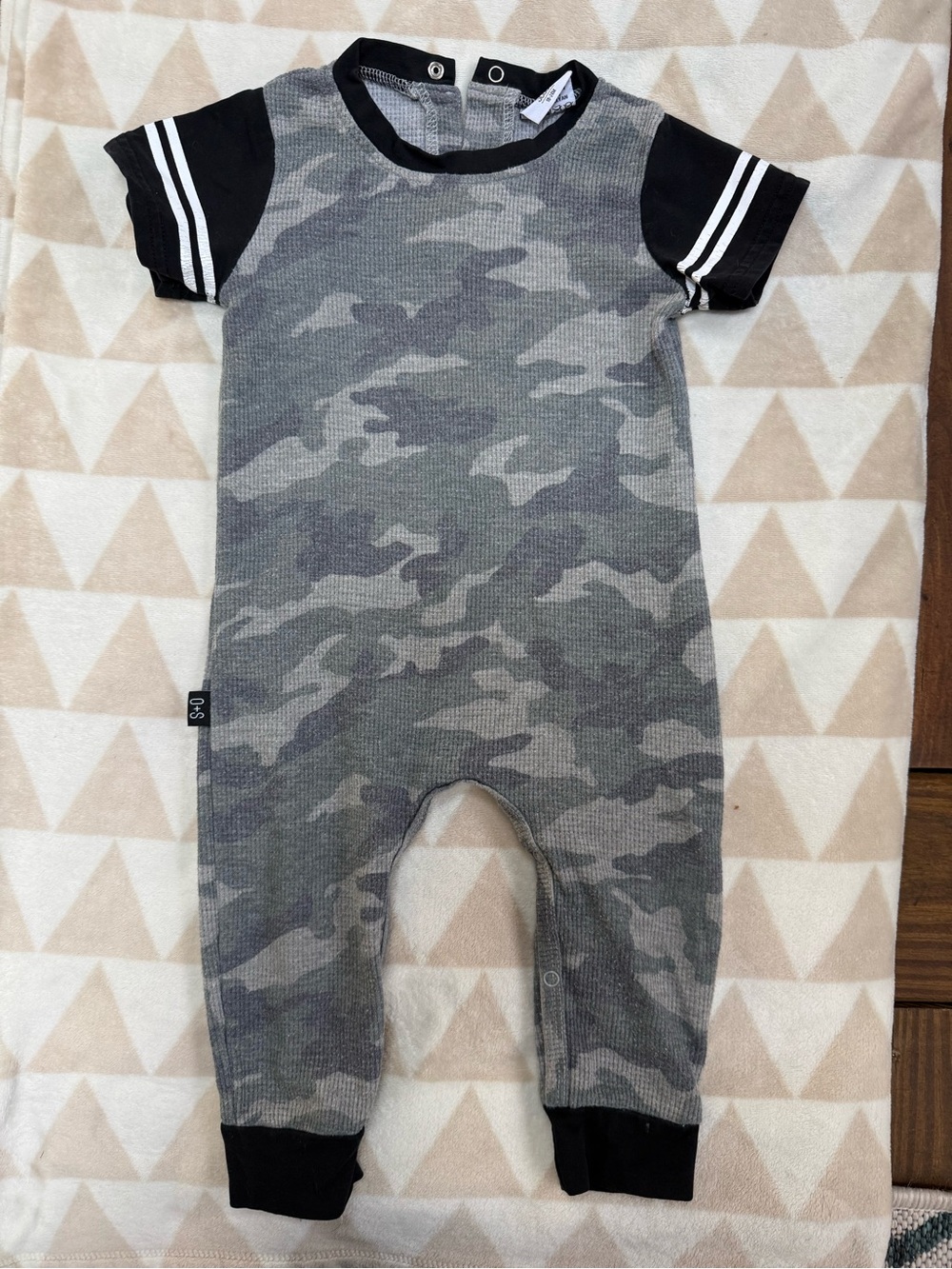 Olive + Scout Camo Short-Sleeve One-Piece waffle knight Romper 18-24mo